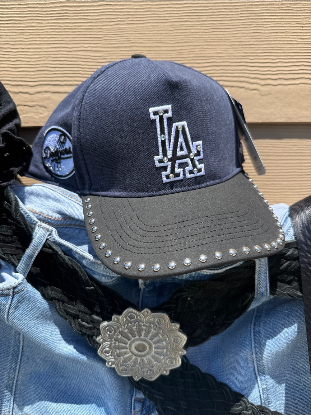 New Era Los Angeles Dodgers Navy and Black Studded Cap